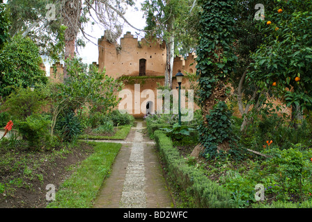 Jardin et maison de Kasbah à Medina Chefchaouen Maroc Banque D'Images