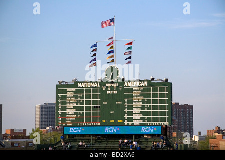 Tableau de bord à Wrigley Field de Chicago Illinois USA Banque D'Images