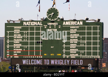 Tableau de bord à Wrigley Field de Chicago Illinois USA Banque D'Images