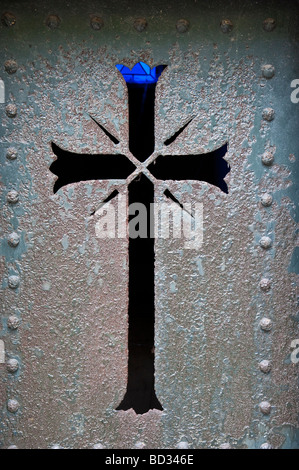 Détail de l'inhumation au cimetière de Montmartre porte de chambre forte. Paris, France. Banque D'Images