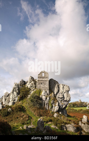 Les ruines de la Chapelle St Michaels, un ermitage médiéval sur Roche Rock près de St Austell, Cornwall Banque D'Images