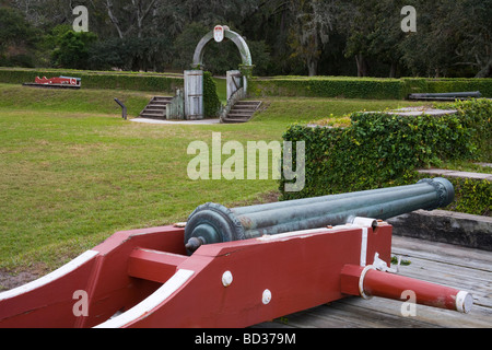 Cannon au Fort Caroline National Memorial Jacksonville Florida USA Banque D'Images