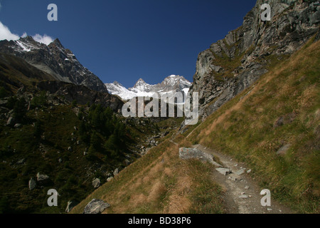 Vue panoramique de l'Obergabelhorn et Wellenkuppe Zermatt Suisse Valis Banque D'Images