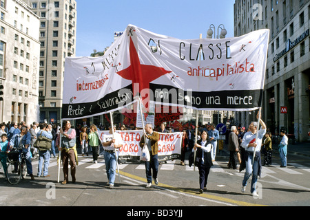 Démonstration politique de Milan 1992 Banque D'Images