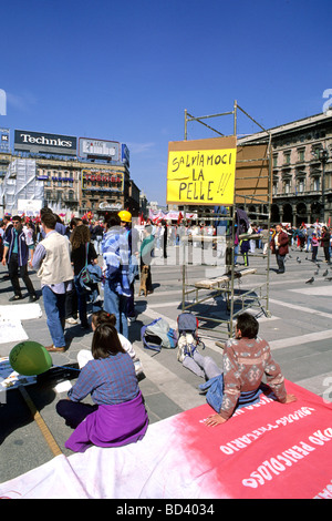 Démonstration politique de Milan 1992 Banque D'Images