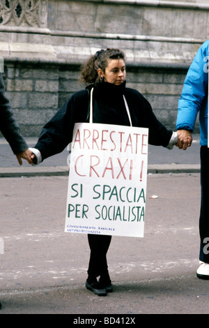 Démonstration politique de Milan 1992 Banque D'Images