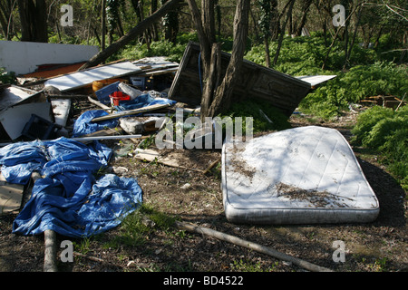 Camp d'immigrants dans la région de woods démoli à rome Banque D'Images