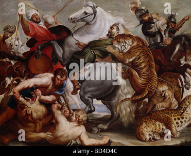 Beaux-arts, Rubens, Peter Paul (1577 - 1640), peinture, 'Tiger et Leopard hunt", huile sur toile, vers 1616, Deutsches Jagdmus Banque D'Images