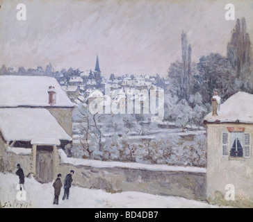 Beaux-arts, Sisley, Alfred, (1839 - 1899), peinture, 'l'hiver à Louveciennes", vers 1876, huile sur toile, 59,2 x 73 cm, Galler Banque D'Images