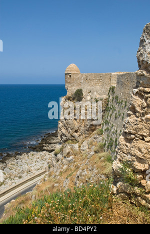Une partie du mur et de la tourelle à la forteresse Fortezza à Rethymnon Crète Banque D'Images