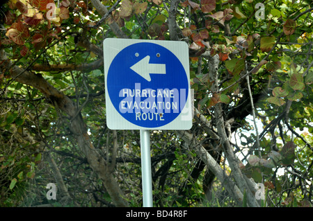 L'ouragan évacuation signes en Floride, USA. Banque D'Images