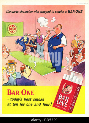 L'un 'bar' cigarettes annonce de 1952 Banque D'Images