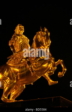 Dresde Dresde Goldener Reiter Nacht nuit Golden Knight 10 Banque D'Images