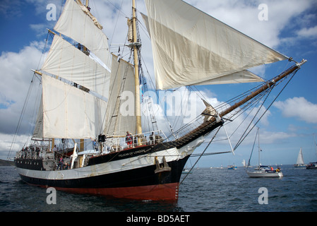 Le Pelican of London, navire trois-mâts barque-goélette Funchal 500 Course des grands voiliers 2008, Falmouth, Cornwall, UK Banque D'Images