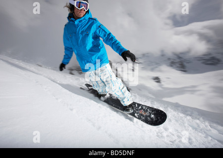Snowboarder, Saint-Moritz, Grisons, Suisse, Europe Banque D'Images