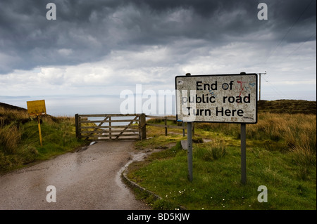 Signe, Fin de chemin public, Mull of Kintyre, Ecosse, Royaume-Uni, Europe Banque D'Images