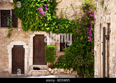 Les portes avant à la maison à St Paul de Vence, Provence France Banque D'Images