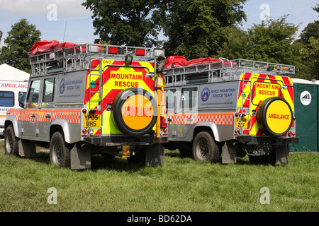 Edale Mountain Rescue Team des véhicules d'intervention d'urgence. Banque D'Images