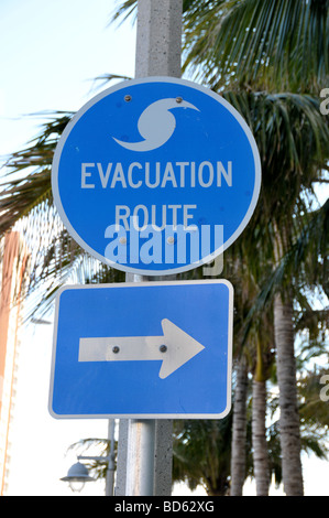 L'ouragan évacuation signes en Floride, USA. Banque D'Images