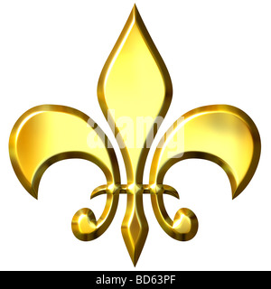 3d fleur de lis d'or Banque D'Images