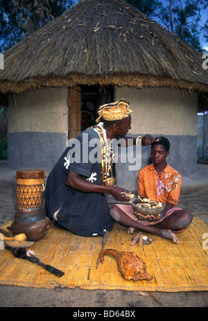 Docteur Alfred Chakadenga Shona, guérisseur, sorcier, chaman, spiritualiste, spiritualisme, medicine man, Chapungu Village Shona, Harare, Zimbabwe Banque D'Images