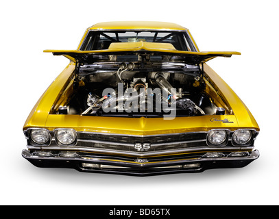 License and prints at MaximImages.com - Custom 1972 Chevrolet Chevelle SS coupé drag car avec capot ouvert Banque D'Images