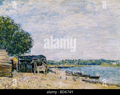 Beaux-arts, Sisley, Alfred, (1839 - 1899), peinture, "saint Mammes', 1884, Musée d'art et d'Histoire, Genève, le français, l'impressi Banque D'Images