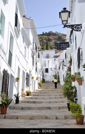 Calle El Garral, Frigiliana, Costa del Sol, la province de Malaga, Andalousie, Espagne Banque D'Images