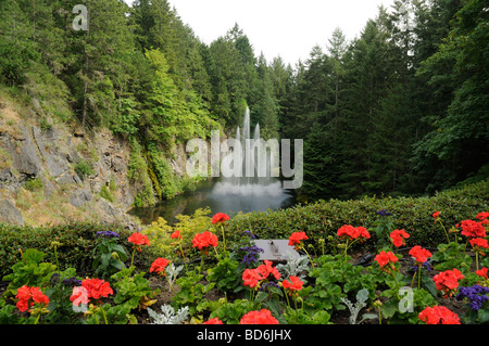 Ross fontaine dans les Jardins Butchart, près de Victoria sur l'île de Vancouver en Colombie-Britannique au Canada Banque D'Images