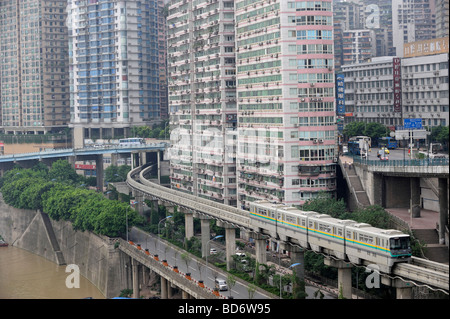 Chongqing du métro jusqu'à appartements de haute densité. 02-Aug-2009 Banque D'Images