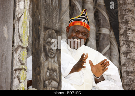 Fon Abumbi II, chef et juge, chef de ferme, l'ouest du Cameroun, Bafut, Cameroun, Afrique Banque D'Images