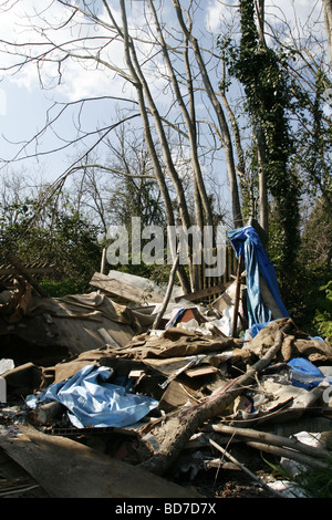 Camp d'immigrants dans la région de woods démoli à rome Banque D'Images