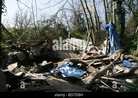 Camp d'immigrants dans la région de woods démoli à rome Banque D'Images