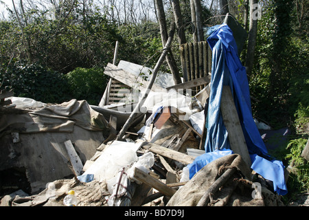 Camp d'immigrants dans la région de woods démoli à rome Banque D'Images