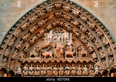 L'Espagne, Saint James Way : tympan du Sarmental porte de Cathédrale Notre-Dame de Burgos Banque D'Images