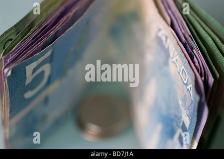 Dollar canadien Dollar canadien Dollar monnaie du canada limitée la profondeur de champ en raison de l'accent fermer Banque D'Images