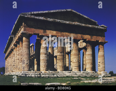 Géographie / voyages, Italie, Paestum, Temple de Poseidon, construit vers 450 av. J.-C., vue extérieure, , Banque D'Images