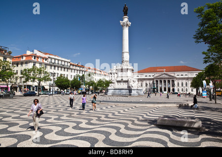 La place Rossio Baixa Lisbonne Portugal Banque D'Images