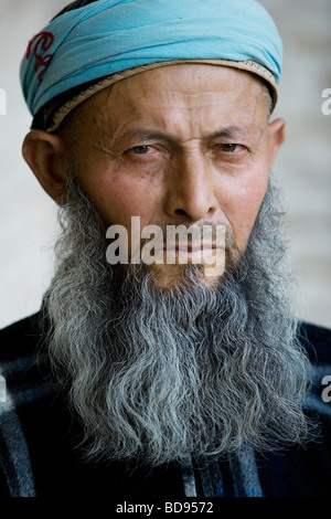 Un 'ouzbek aksakal' ('whitebeard'), un vieil homme respecté. Banque D'Images