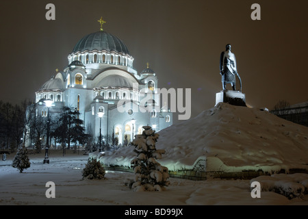 Ville de Belgrade à Nuit d'hiver Banque D'Images