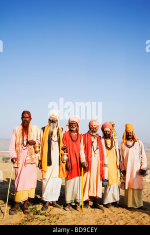 Portrait de sadhus, Pushkar, Ajmer, Rajasthan, Inde Banque D'Images