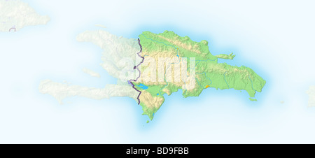 République dominicaine, carte en relief ombré. Banque D'Images