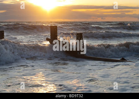 Cleveleys Coast Sunset Banque D'Images