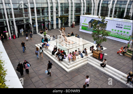 Paris France, aérienne, zone piétonne au centre commercial « les Halles » « le Forum les Halles » en dehors de l'art public, grand angle (photo d'archive) Banque D'Images