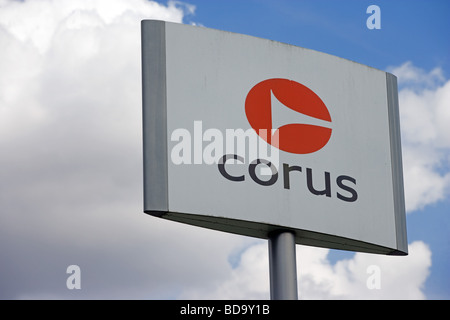 L'usine Corus steel tube fait signer Corby Northamptonshire Angleterre Banque D'Images