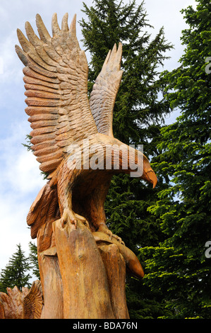 Sculpture en bois sur Grouse Mountain à Vancouver en Colombie-Britannique Banque D'Images