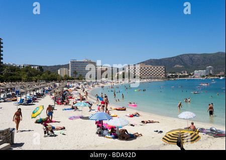 La plage principale à Palmanova, la baie de Palma, Côte Sud, Majorque, Îles Baléares, Espagne Banque D'Images
