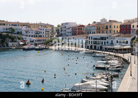 Moll de cales Fonts harbour, Es Castell, près de Mahon, Minorque, Iles Baléares, Espagne Banque D'Images