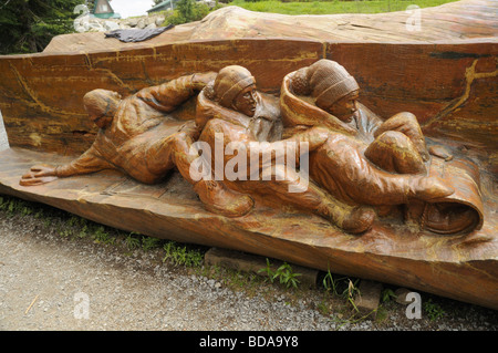 Sculpture en bois sur Grouse Mountain à Vancouver en Colombie-Britannique Banque D'Images