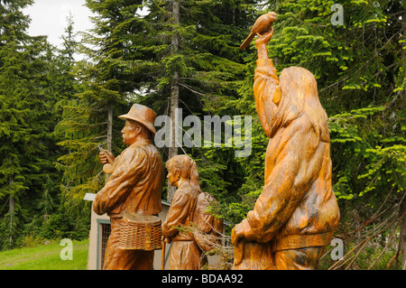 Sculpture en bois sur Grouse Mountain à Vancouver en Colombie-Britannique Banque D'Images